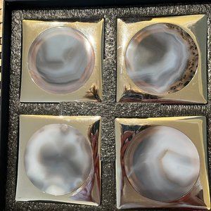 Circulo agate and silver coasters